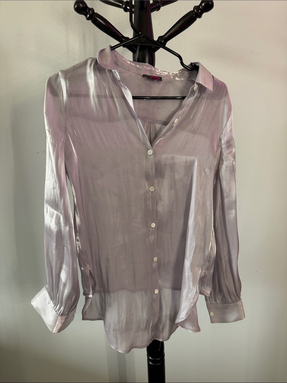 Vince Camuto Sheer Lilac Button-Down Blouse